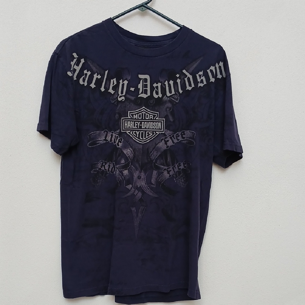 Harley Davidson Navy Blue Cowboys Alamo City Graphic T-Shirt Size Large